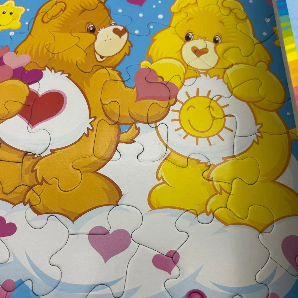 Vintage 2003 Care Bears RoseArt Frame Tray Puzzle 25 Piece 2pk Follow Your Heart